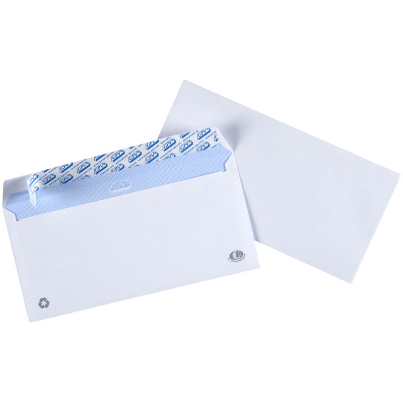 GPV enveloppen DL, wit, 110 × 220 mm, 500 stuks